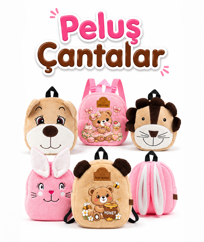 Çocuk Peluş Sırt Çantaları (0-8 Yaş) | İsme Özel