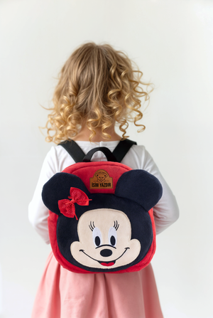 İsimli Kız Çanta Minnie Mouse Çanta | Kişiye Özel Isimli | Çocuk Sırt Çantası At Tüyü Kumaş 0-8 Yaş