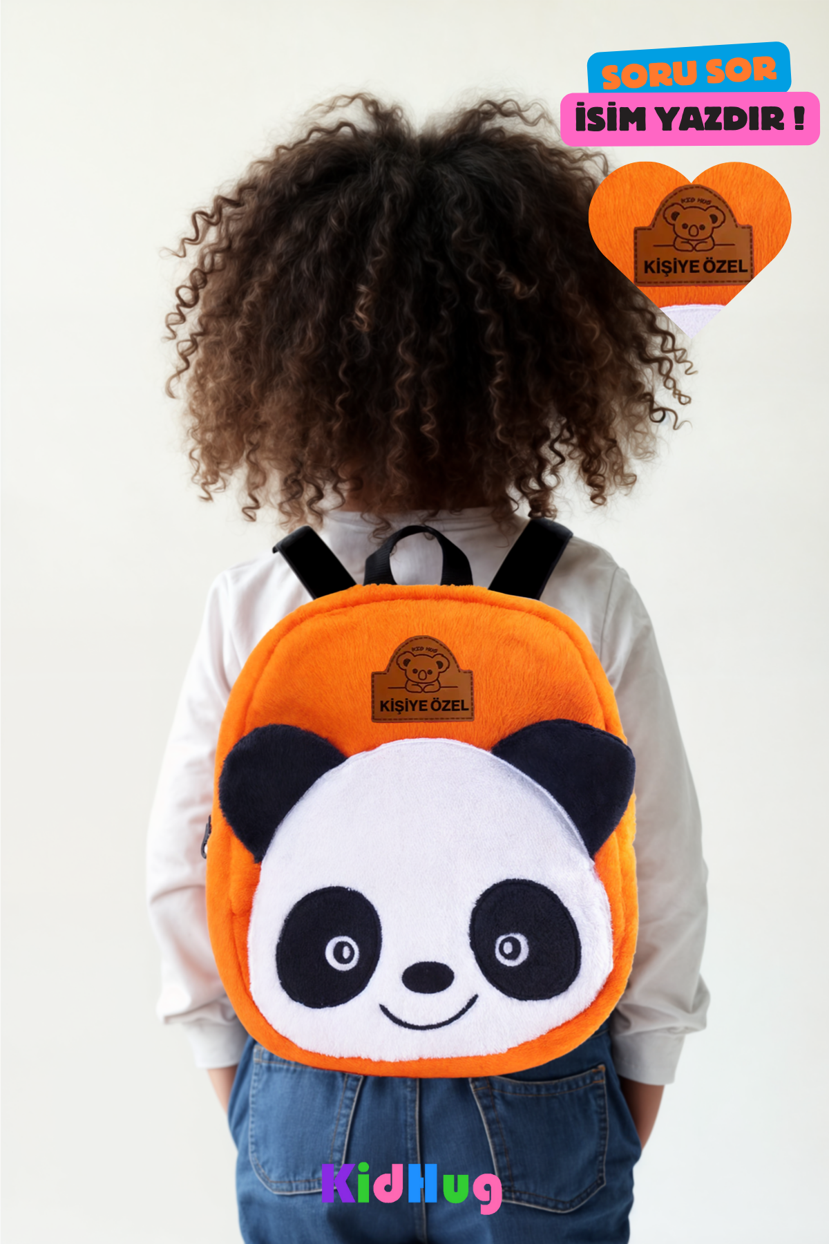 Pandalı Çocuk Çanta  Kız & Erkek Çocuk Sırt Çantası At Tüyü Kumaş 0-8 Yaş