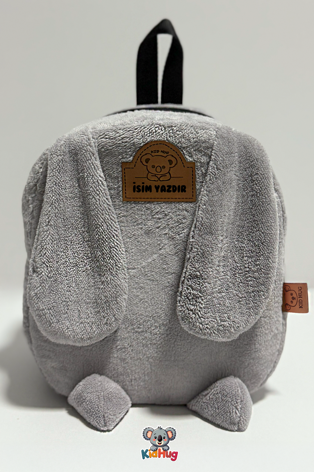 Gri Sırt Çantası Kulaklı 1-8 Yaş Çocuk Sırt Kreş Çantası, Anaokulu [ Istediğiniz Ismi Yazıyoruz ] -