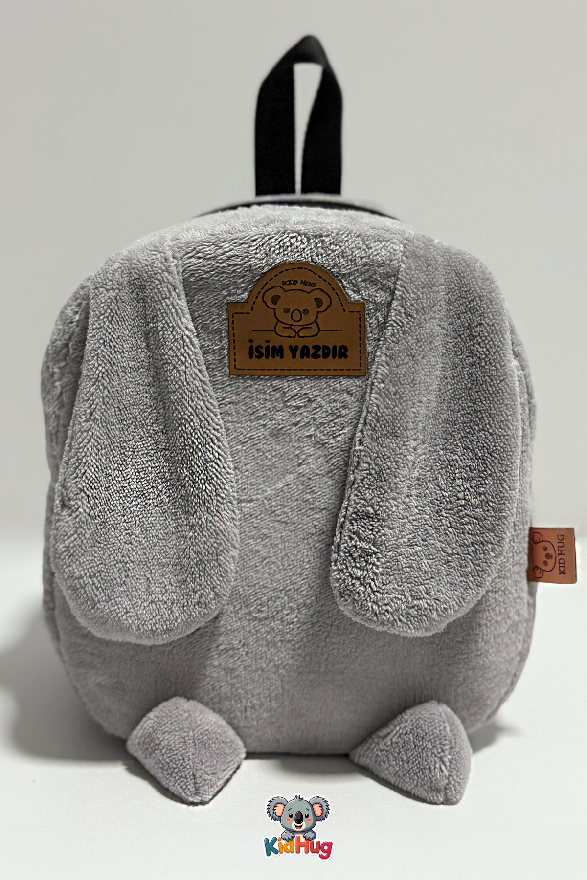 Gri Sırt Çantası Kulaklı 1-8 Yaş Çocuk Sırt Kreş Çantası, Anaokulu [ Istediğiniz Ismi Yazıyoruz ] -