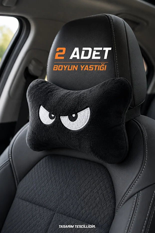 EN ÇOK SATAN 🏆 Oto Boyun Yastığı 2'li Siyah Mr. Peeping – Nakışlı Araç Koltuk Başlığı Yastığı - TASARIM TESCİLLİ 🔥