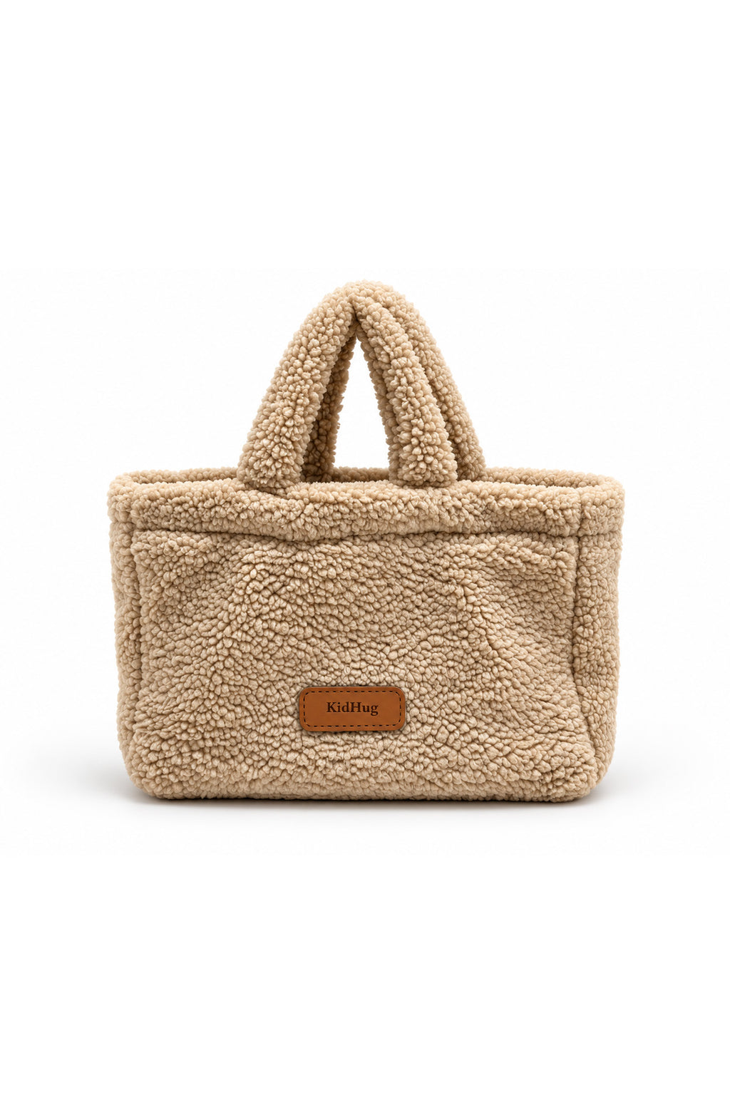 Kadın Bej Teddy Peluş Mini El Çantası Extra Yumuşak Günlük Tote Çanta