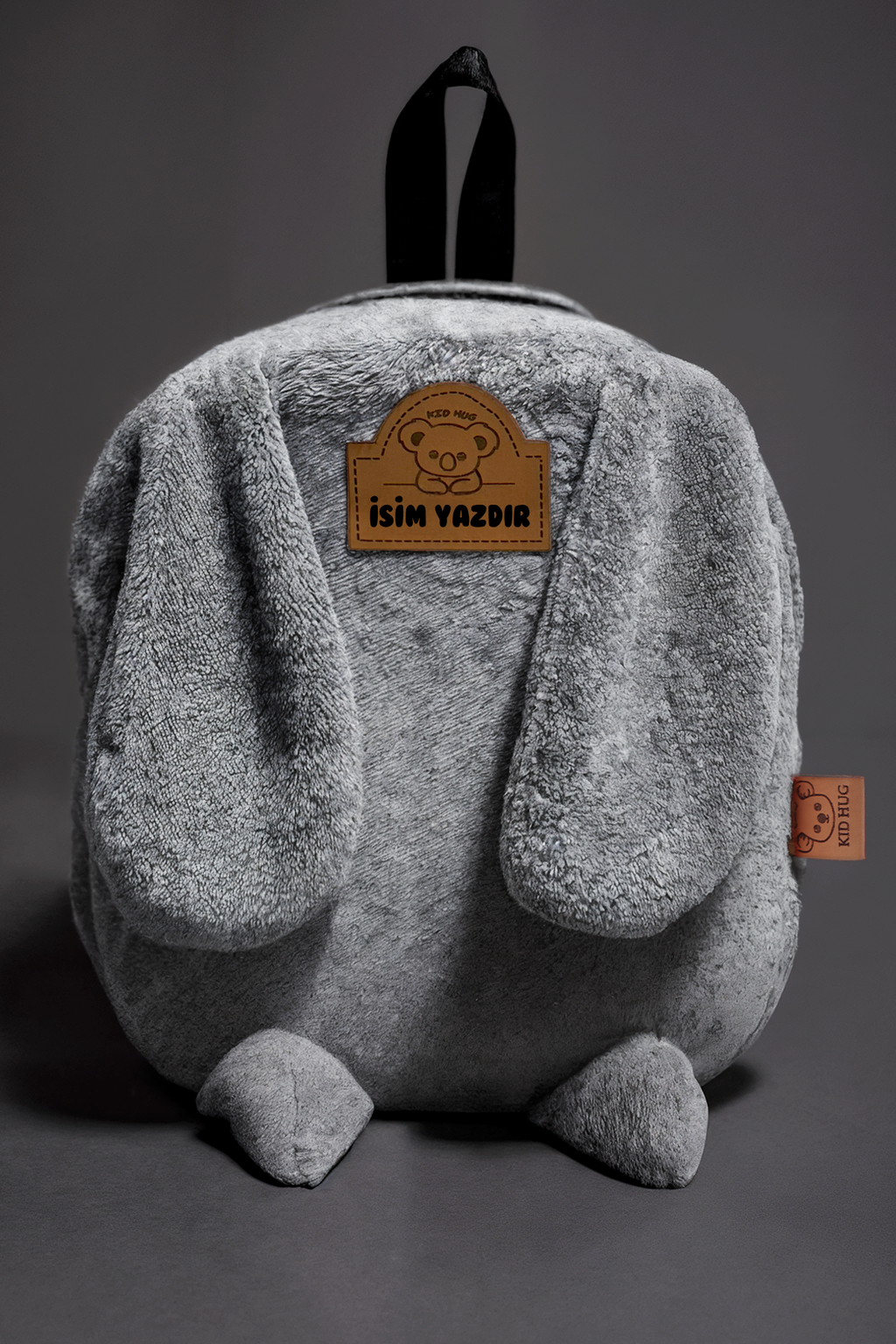 Gri Sırt Çantası Kulaklı 1-8 Yaş Çocuk Sırt Kreş Çantası, Anaokulu [ Istediğiniz Ismi Yazıyoruz ] -