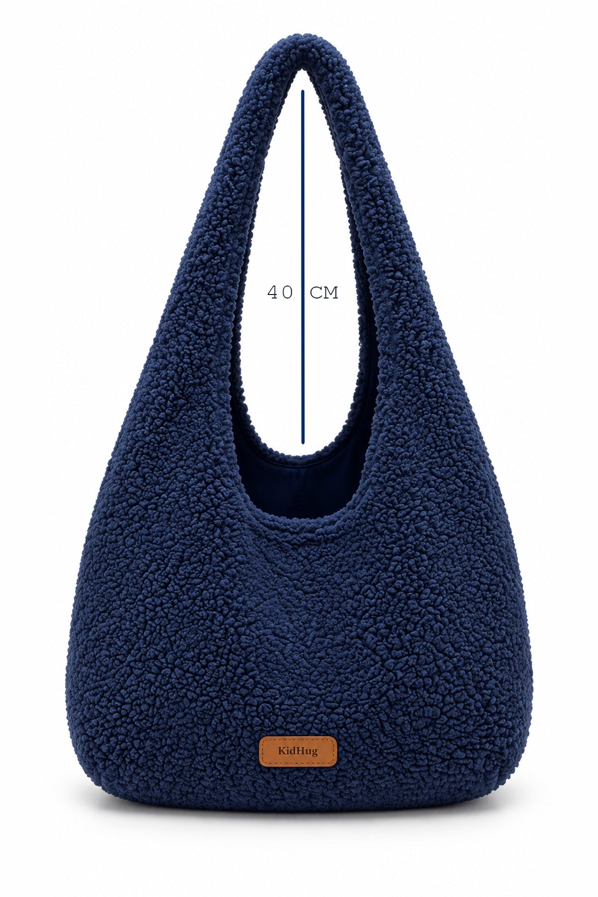 Kadın Mavi Teddy Peluş Hobo Omuz Çantası Yumuşak Dokulu Astarlı Günlük Çanta (Mavi)