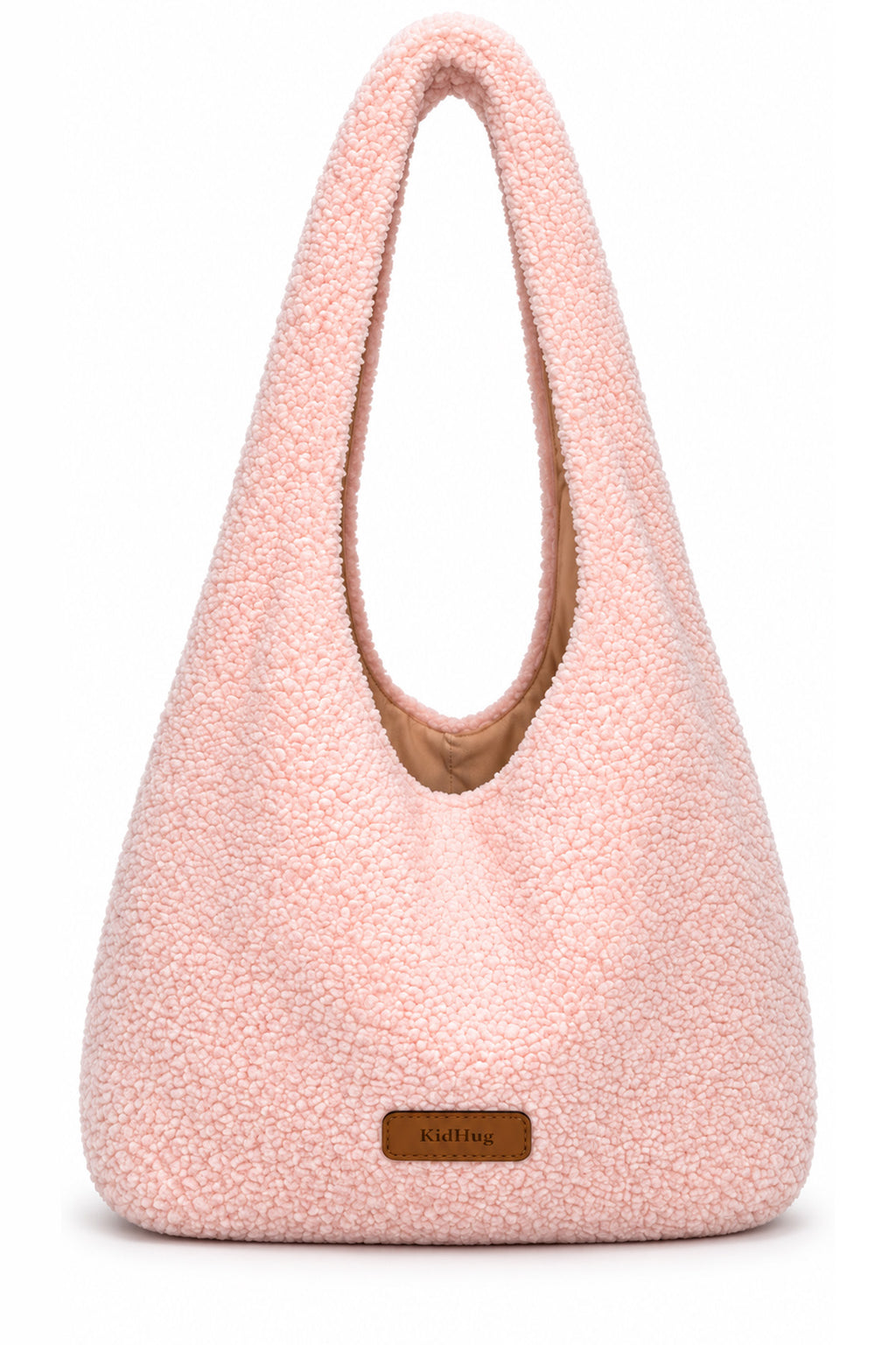 Kadın Teddy Peluş Hobo Omuz Çantası Yumuşak Dokulu Astarlı Günlük Çanta (Pembe)