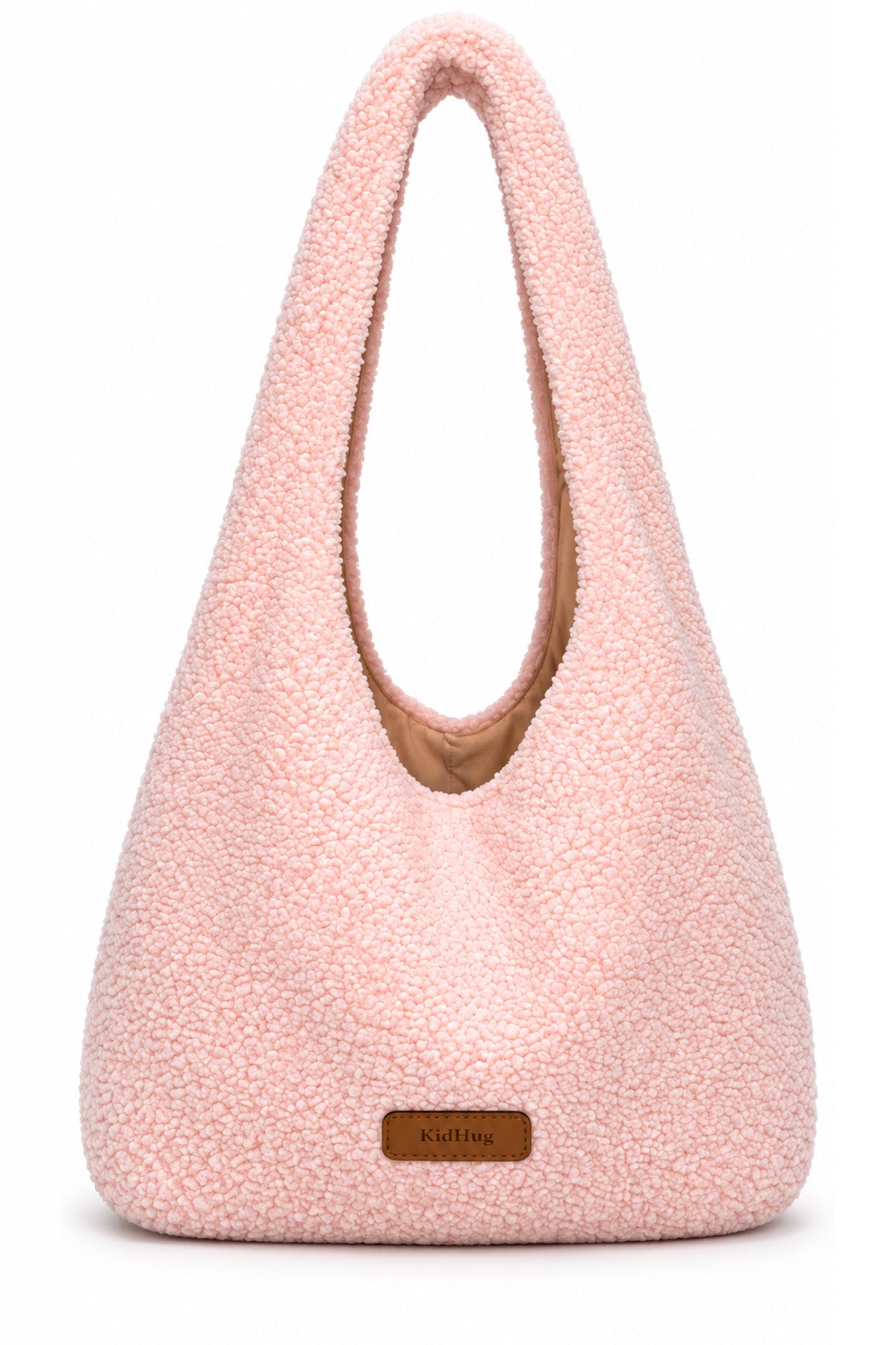 Kadın Teddy Peluş Hobo Omuz Çantası Yumuşak Dokulu Astarlı Günlük Çanta (Pembe)