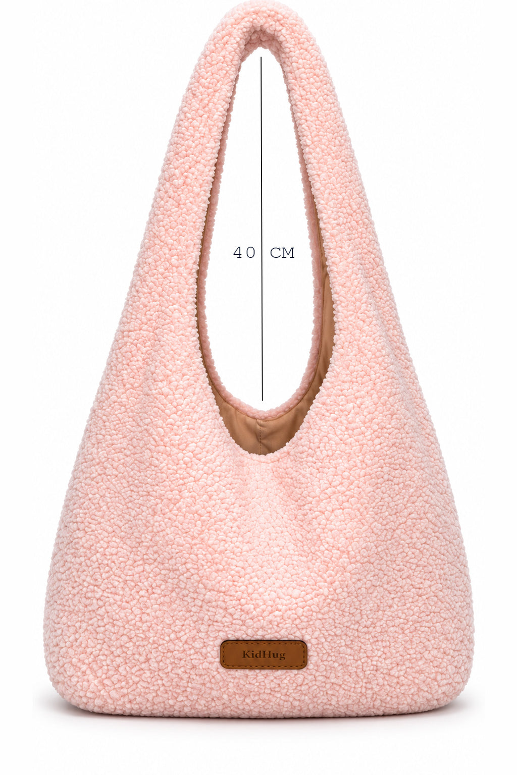 Kadın Teddy Peluş Hobo Omuz Çantası Yumuşak Dokulu Astarlı Günlük Çanta (Pembe)