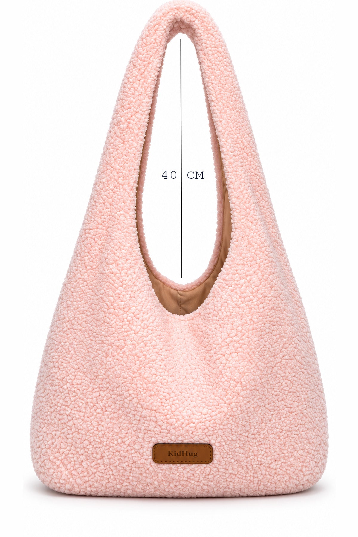 Kadın Teddy Peluş Hobo Omuz Çantası Yumuşak Dokulu Astarlı Günlük Çanta (Pembe)