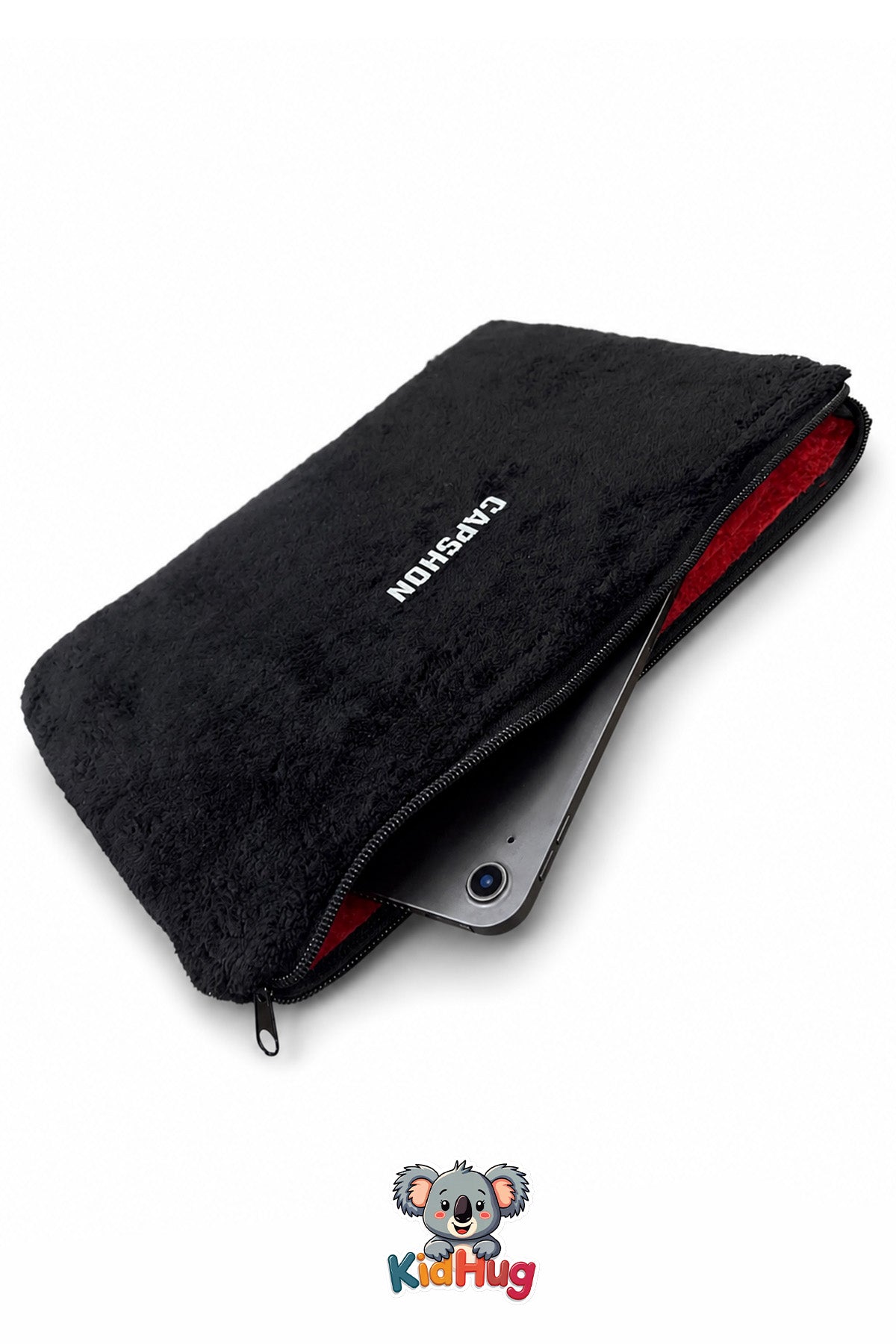 Peluş Tablet Laptop Kılıfı 13 inch Yumuşak Dokulu Fermuarlı Koruyucu Çanta 37x27 cm Siyah