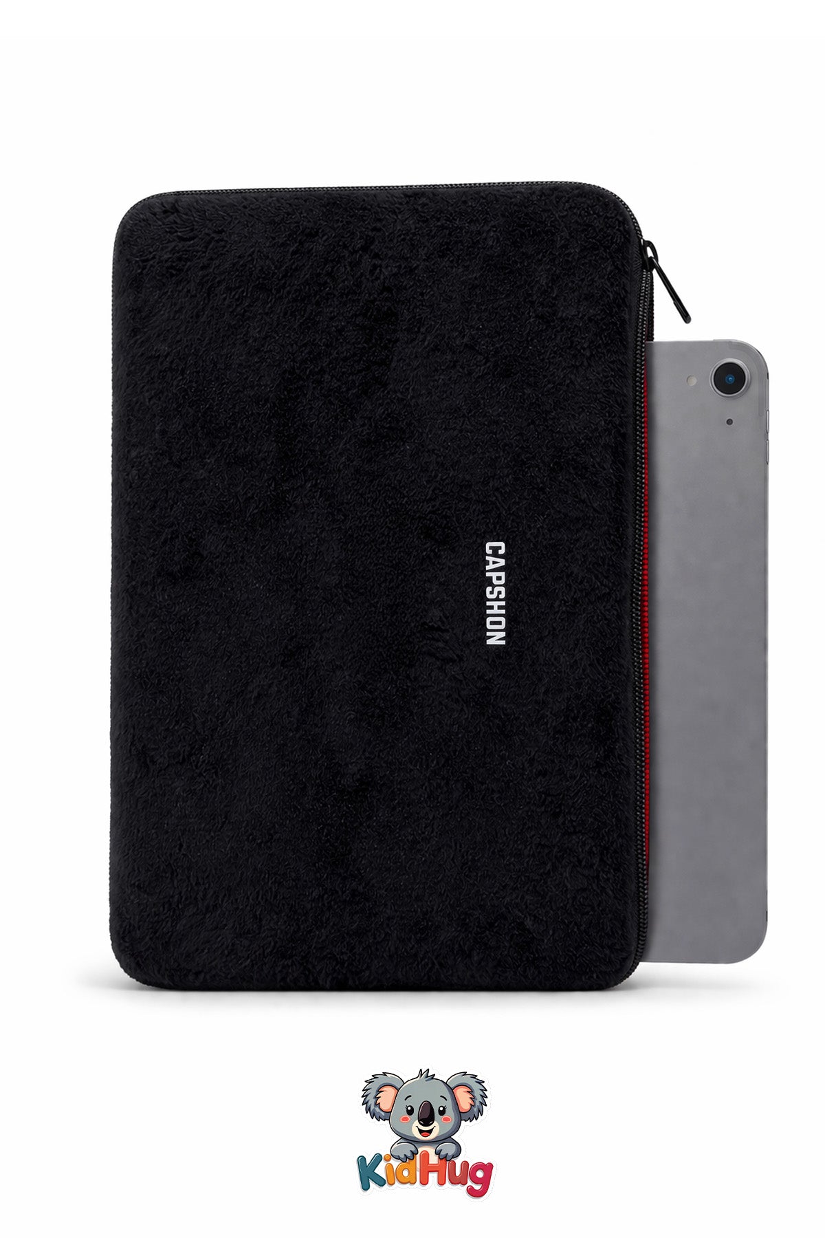 Peluş Tablet Laptop Kılıfı 13 inch Yumuşak Dokulu Fermuarlı Koruyucu Çanta 37x27 cm Siyah