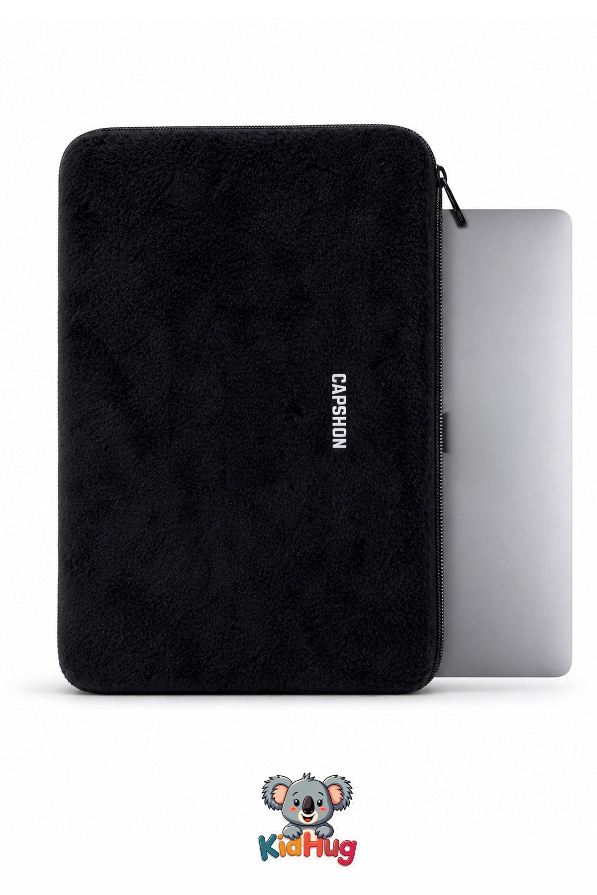 Peluş Tablet Laptop Kılıfı 13 inch Yumuşak Dokulu Fermuarlı Koruyucu Çanta 37x27 cm Siyah