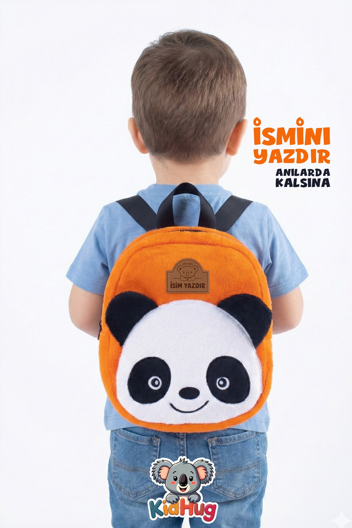 Pandalı Çocuk Çanta  Kız & Erkek Çocuk Sırt Çantası At Tüyü Kumaş 0-8 Yaş