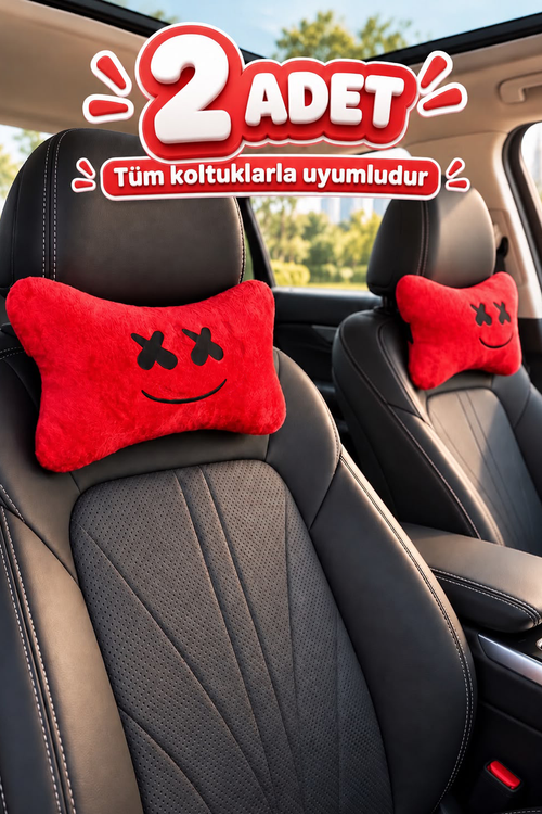 2'li Kırmızı Kızgın Göz Peluş Araç Boyun Yastığı