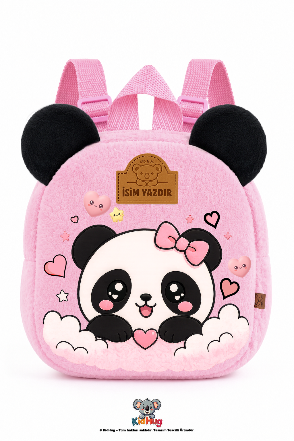 İsime Özel Kız Çocuk Çanta Panda Sırt Baskılı Pembe Kız Çocuk Çantası Anaokulu - Kreş 0 - 8 Yaş