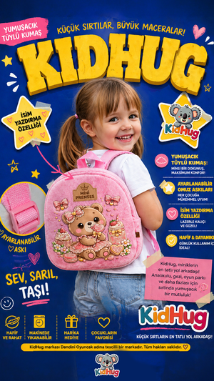 [CANLI DESTEKTEN İSİM YAZDIR] İsimli Baskılı Pembe Kız Çocuk Çanta Çocuk Sırt Çantası 0+ Yaş