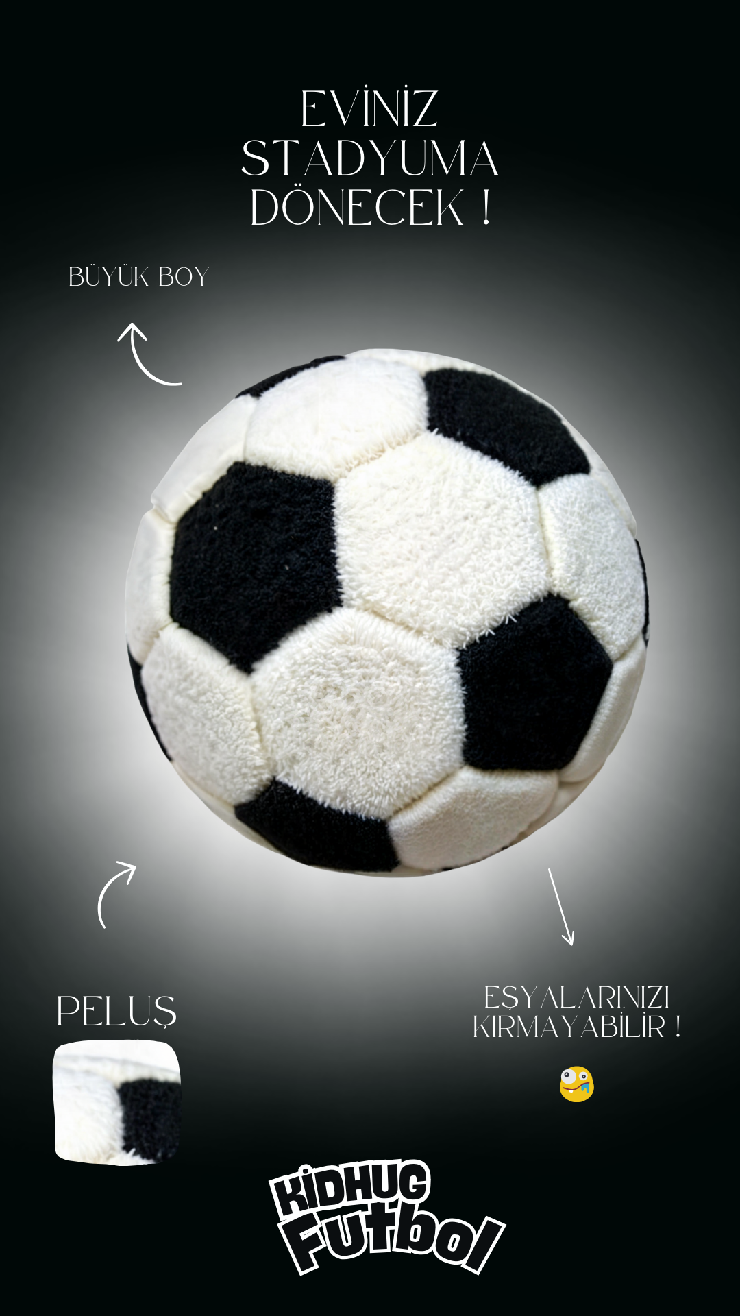 Siyah Beyaz - Yumuşak 53 cm Peluş Ev Topu – Renkli, Güvenli ve Eğlenceli Oyun Topu