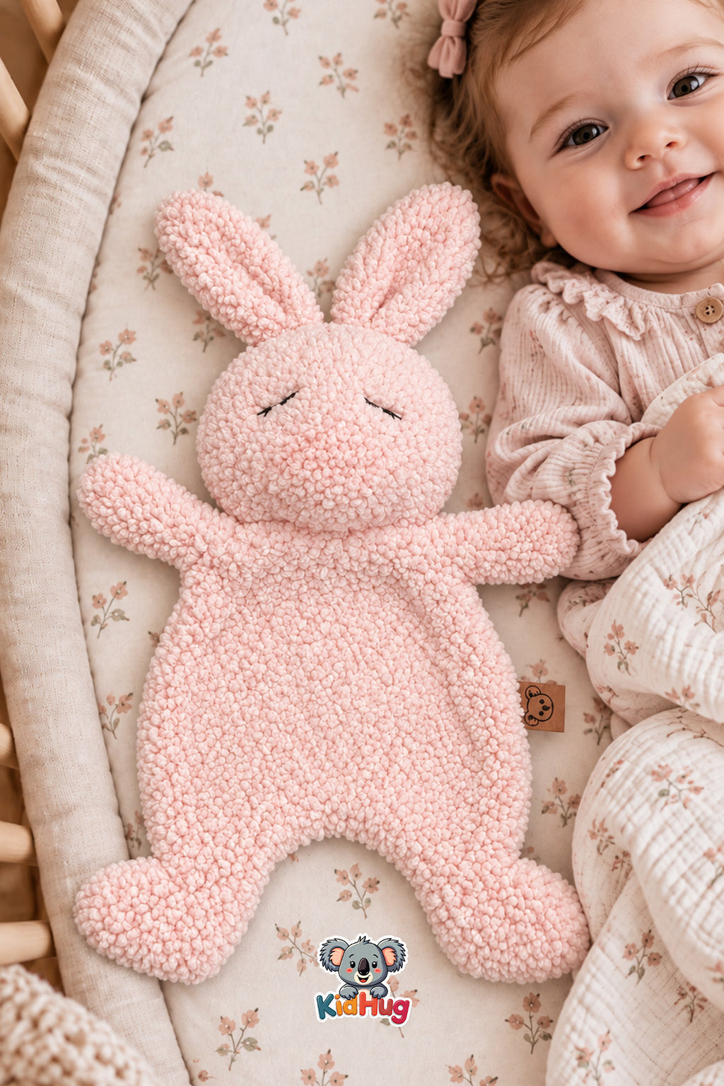 Tavşan Uyku Arkadaşı Yumuşak Peluş Dokulu Bebek ve Çocuk Uyku Eşlikçisi Pembe