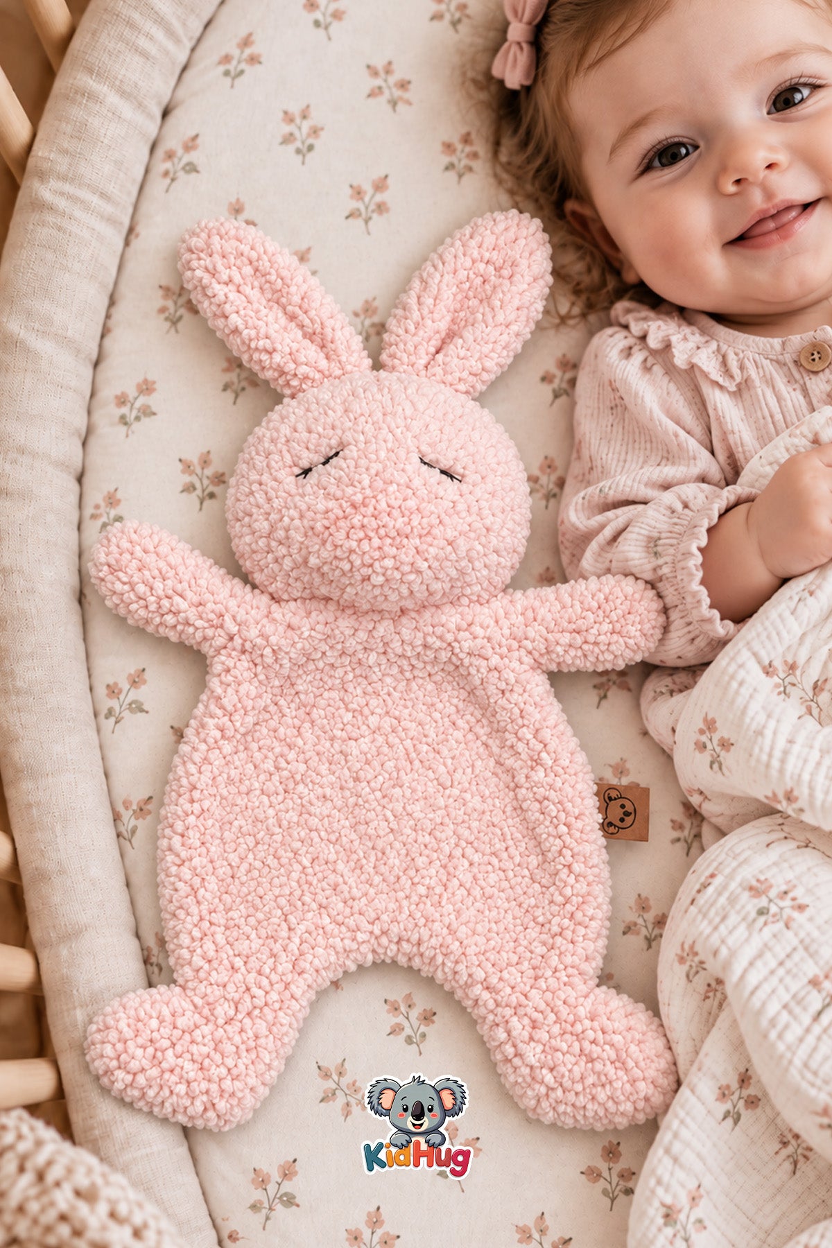 Tavşan Uyku Arkadaşı Yumuşak Peluş Dokulu Bebek ve Çocuk Uyku Eşlikçisi Pembe