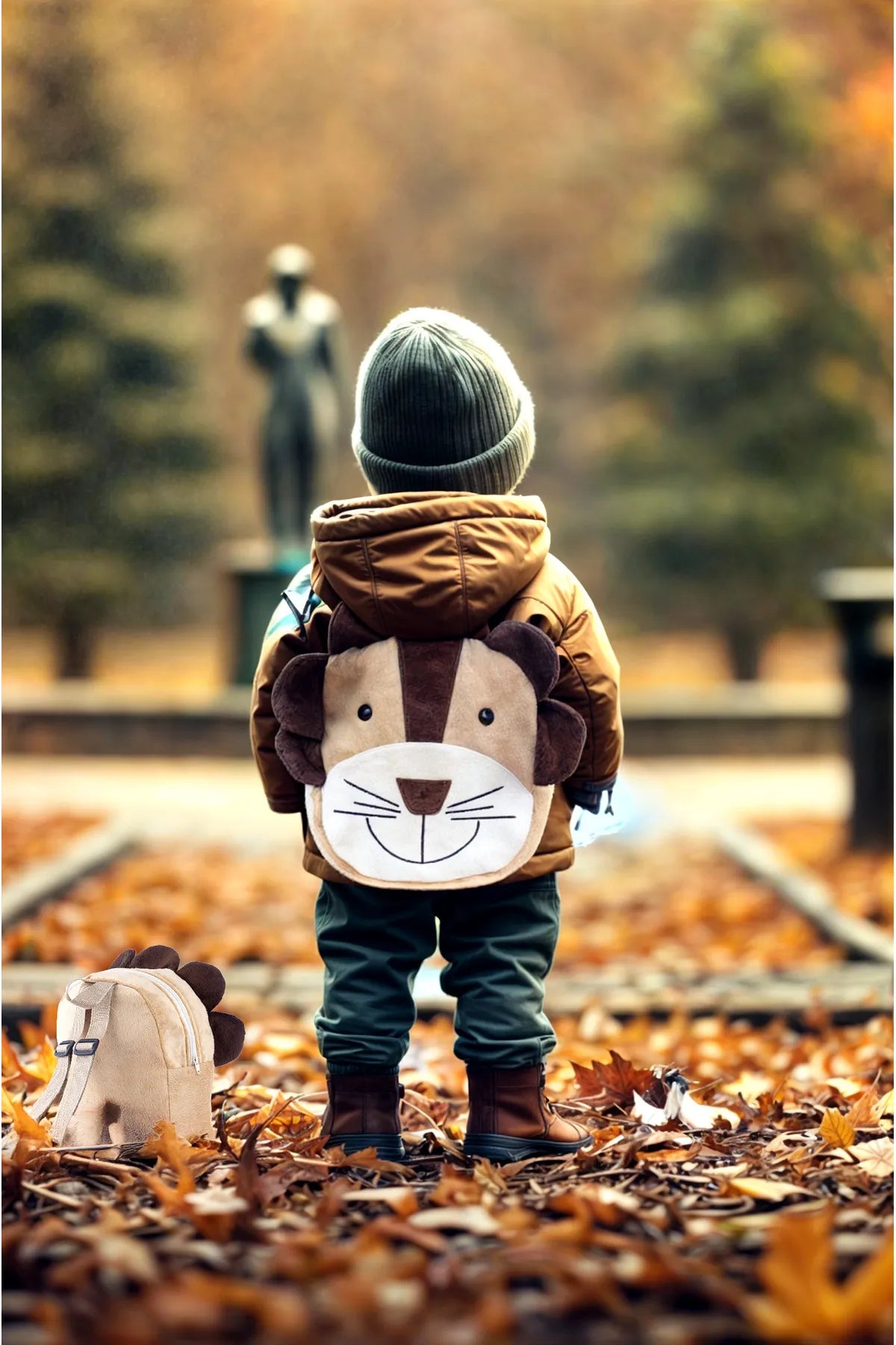 Aslan Çanta Erkek-kız Çocuk Sırt Çantası [leo] Nakışlı At Tüyü Kumaş Çocuk Çantası