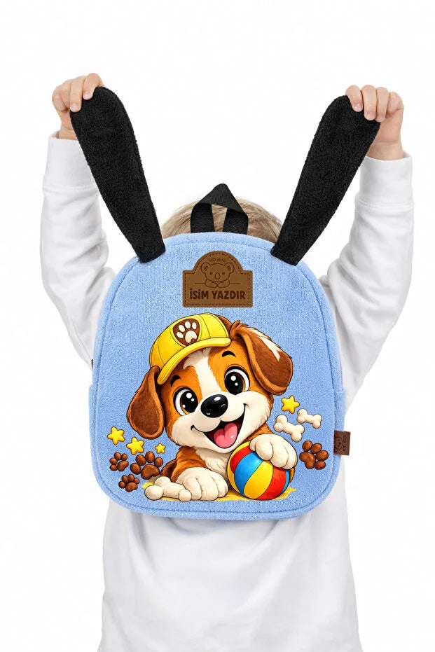 [CANLI DESTEKTEN İSİM YAZDIR] İsimli Baskılı Köpek Temalı Çocuk Çanta Bebek Sırt Çantası 0+ Yaş